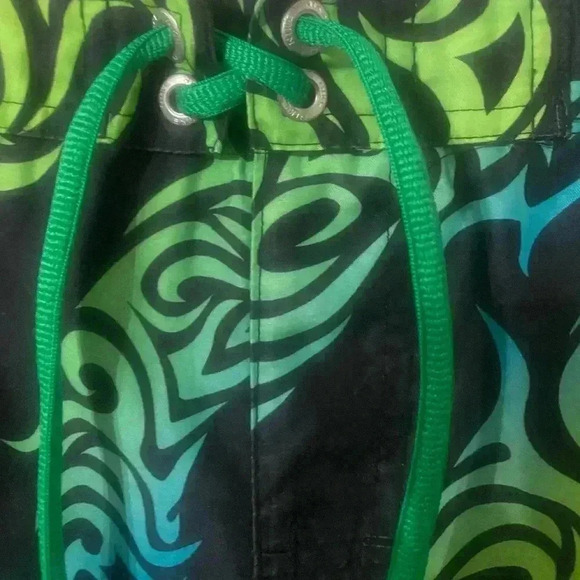 Men’s Vintage Nike Board Swim Shorts Black Neon Green Size L Fits Medium - Picture 3 of 5